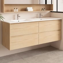 Laulea 1500mm Wall Hung Double Vanity with Ceramic Countertop